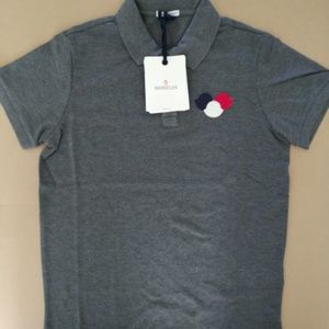 MONCLER MEN'S POLO GRAY NWT CASUAL MEDIUM